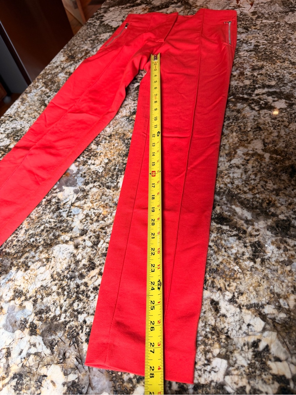 Zara pants, bright coral red, side zip and back pockets, straight leg, Sz Small - Picture 9 of 14
